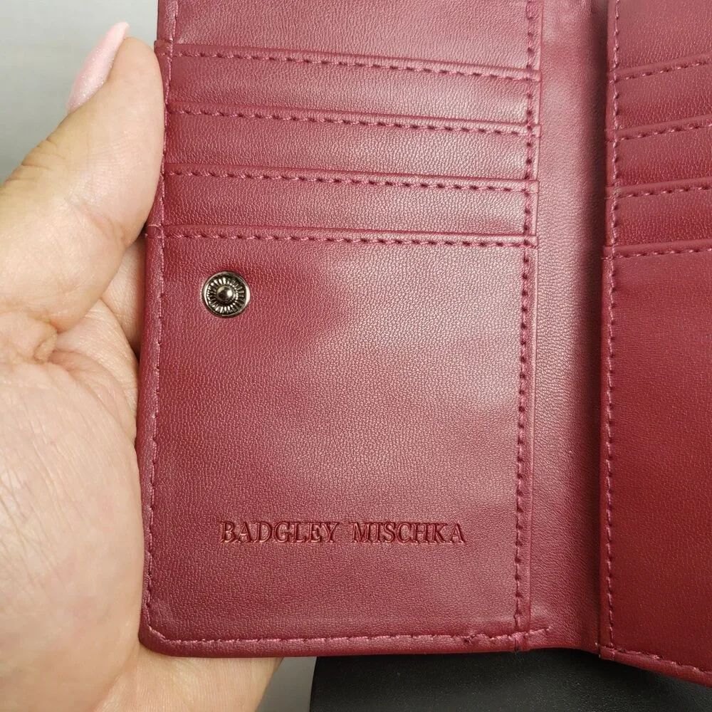 Badgley Mischka Croco Coin Purse Vegan Leather Wine  NWT